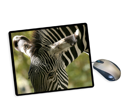 Tappetino mouse con primo piano di zebra